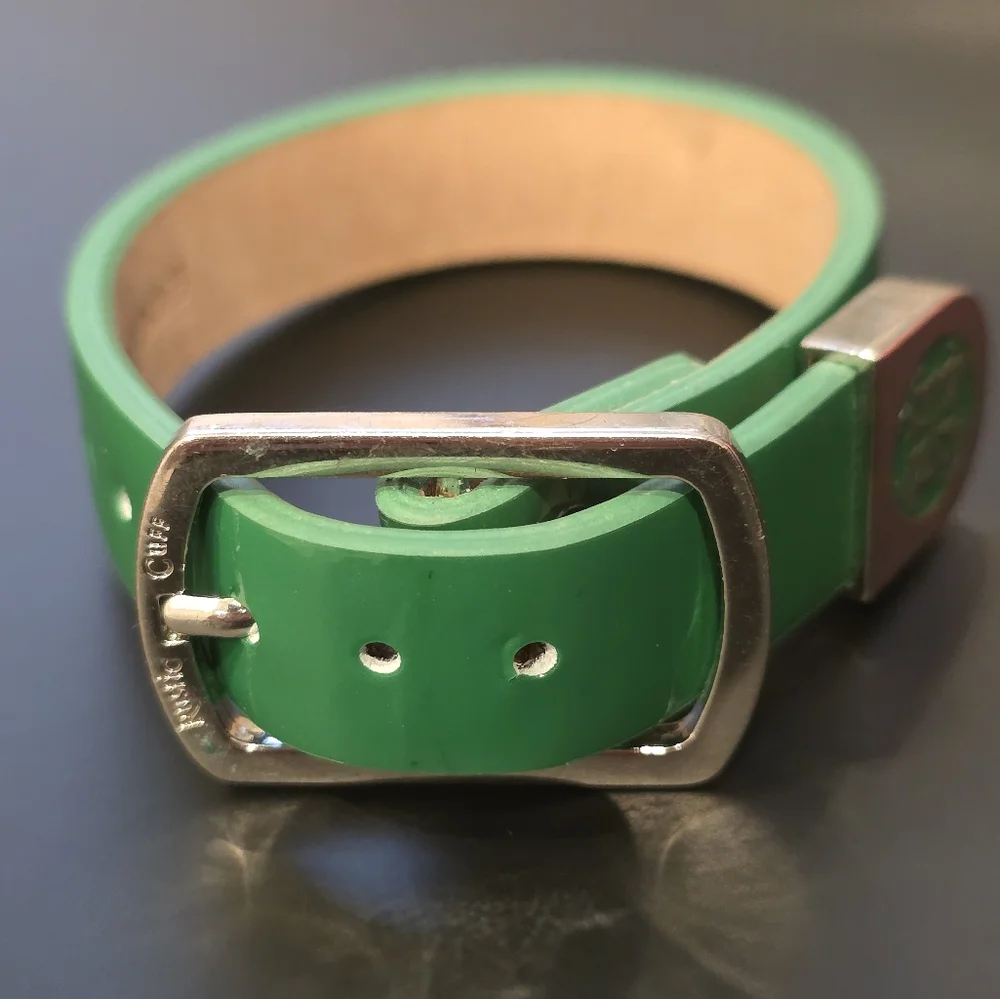 Rustic Cuff Genuine Leather Green Bracelet - Picture 2 of 3